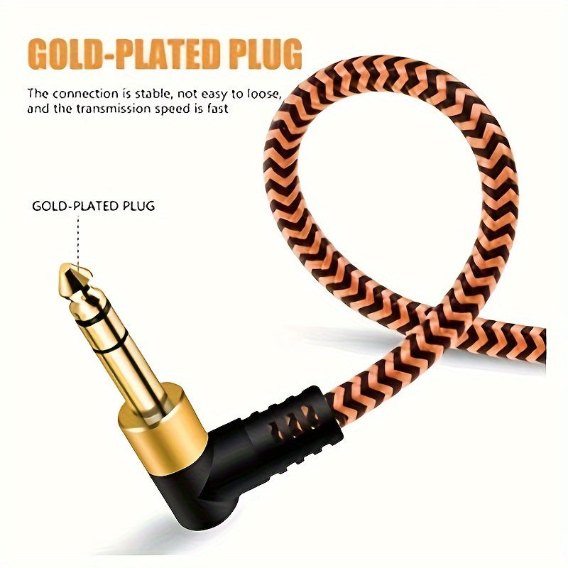 Cable de audio LUTREE6.5 macho a macho TRS para amplificador de potencia equilibrado de dos canales. Cable de conexión de audio en ángulo doble extremo universal Eid Al-Adha Mubarak.
