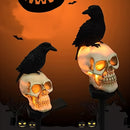 Decoración Gótica de Halloween con Energía Solar - Lámpara Colgante o Independiente para Exterior/Interior con Calavera Brillante, Panel Solar Desmontable, Encendido/Apagado Automático, Sin Control Remoto - Iluminación Espeluznante para Patio, Jardín o F