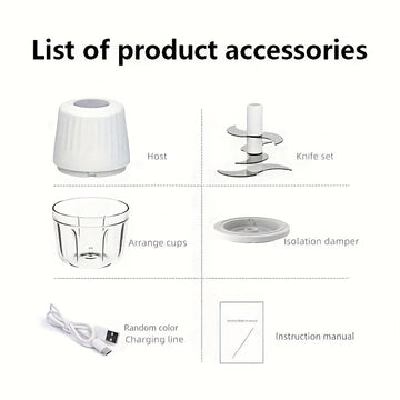 Prensa de ajo y picadora de cocina mini, picadora de ajo eléctrica, trituradora recargable por USB.