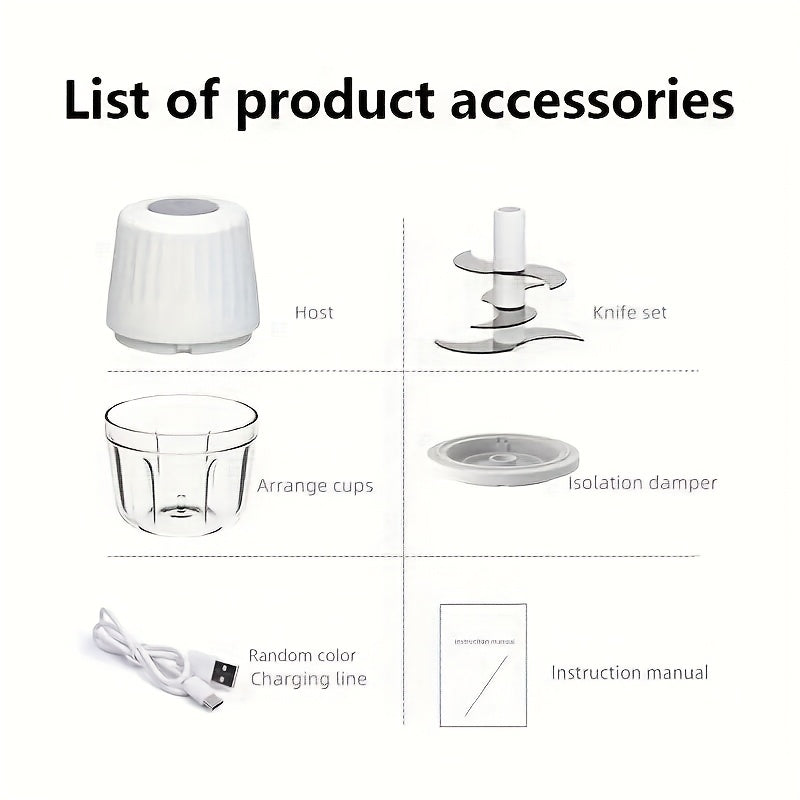 Prensa de ajo y picadora de cocina mini, picadora de ajo eléctrica, trituradora recargable por USB.