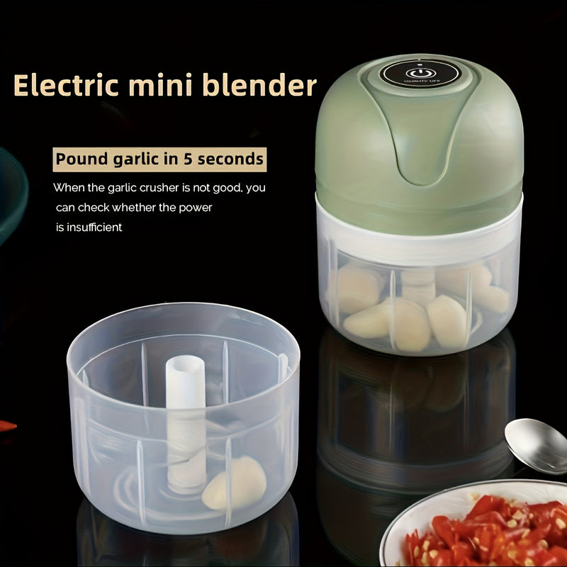 Mini triturador eléctrico portátil, cuchillas de acero inoxidable recargables por USB, capacidad grande de 250 ml, diseño de separación húmeda y seca, perfecto para machacar ajo, carne picada, pimientos, frutas y verduras, ayudante esencial de cocina.