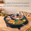 Versátil 2-en-1 Olla Eléctrica y Sartén para Parrilla - Sin Humo, Antiadherente de Aluminio, Bandeja para Barbacoa y Horneado de Doble Propósito, Enchufe US de 110-130V para Cocinar en Casa