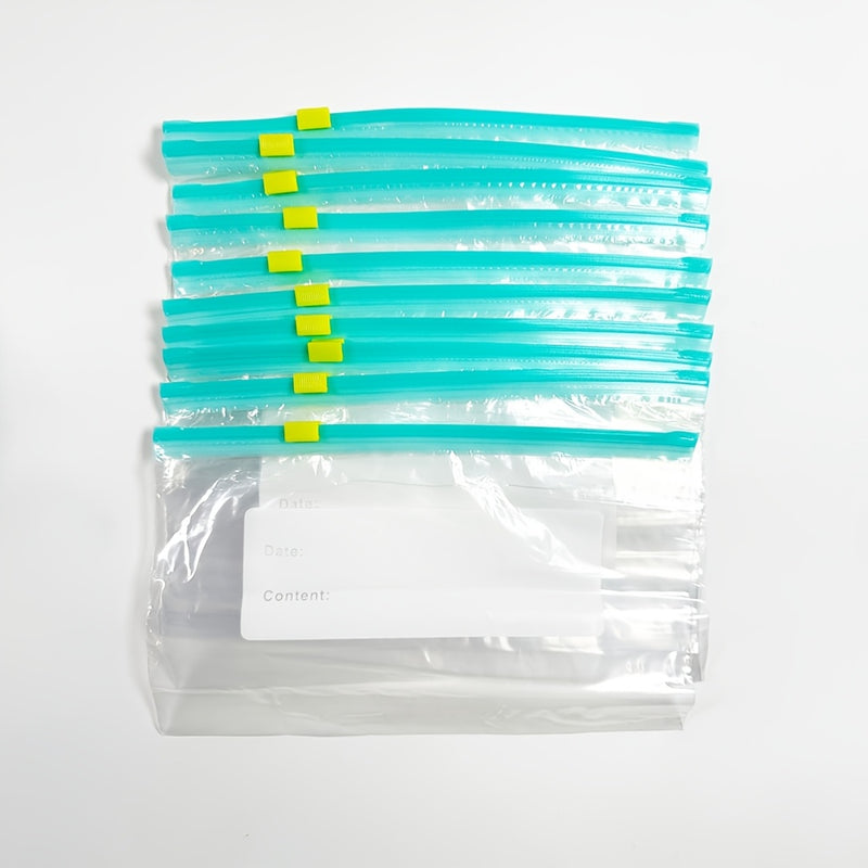 10pcs Bolsas de Almacenamiento Transparentes de PE con Sello de Cuerda Deslizante - Reutilizables, Mantenimiento de Frescura para Refrigerador y Congelador, Ideales para Frutas, Verduras, Carne y Más, Almacenamiento de Alimentos