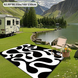 Impresión digital 2D plana con patrón geométrico, alfombra decorativa de estilo artístico, almohadilla interior para RV, alfombra para tienda, patio, entrada, camping, adecuada para camping al aire libre, senderismo, viajes en carretera, balcón, patio, c