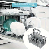 1 estante plegable para platos con cesta multifuncional para cubiertos, almacenamiento de cuchillos y tenedores, diseño que ahorra espacio, fácil de limpiar, accesorio duradero de plástico para lavavajillas - Se adapta al 99% de los lavavajillas de tamañ