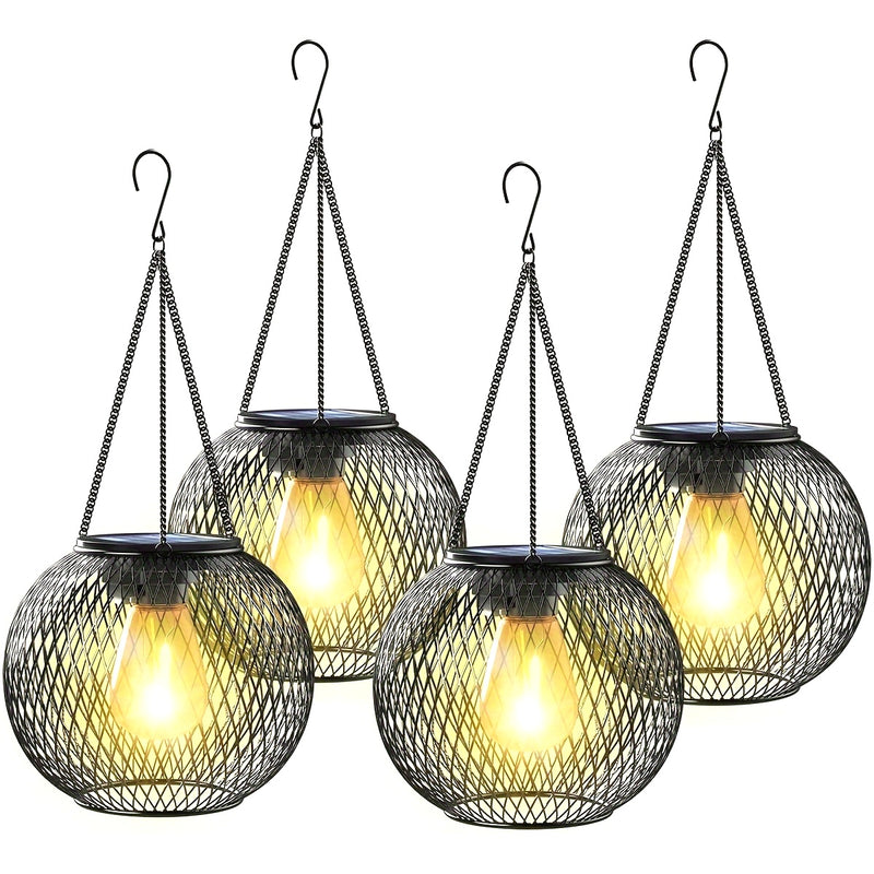 2pcs/4pcs Nueva Linterna Solar Exterior, Versión Mejorada Lámpara Solar Colgante para Jardín Exterior, Candelabro Metálico Decorativo, Luz Solar de Árbol Adecuada para Jardín, Patio y Camino