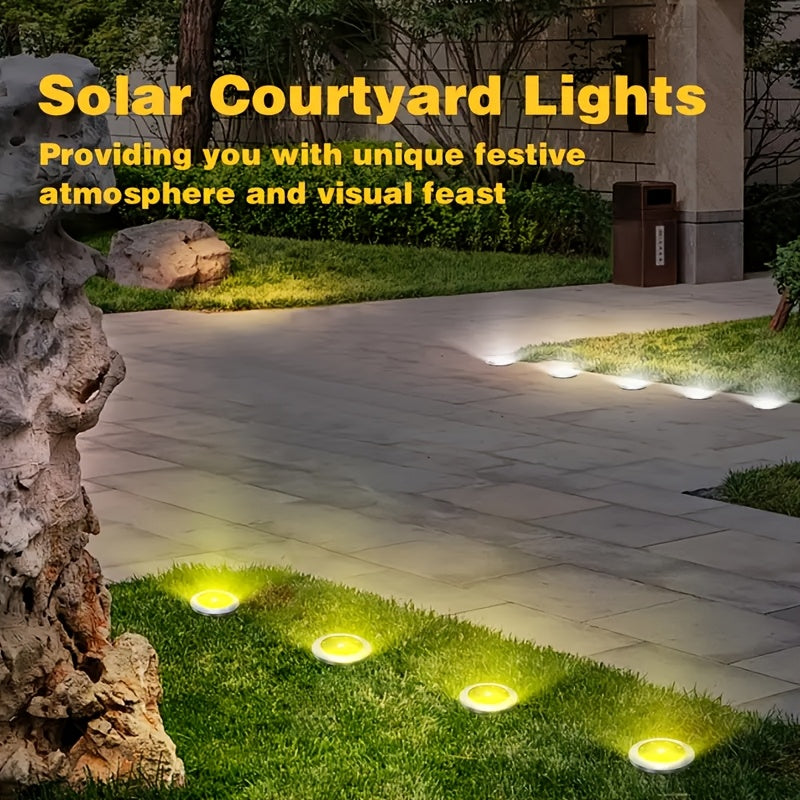 FACHOI 8 luces solares LED para exteriores, focos de jardín con sensor de luz, encendido/apagado automático, plástico resistente y acero inoxidable, duración de 8-10 horas, fácil instalación para patio, jardín, camino, terraza, césped