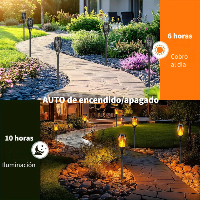 4/8/12 luces solares para jardín con efecto de llama parpadeante, plástico, carga solar, batería de níquel 600mAh, encendido/apagado automático, para césped, patio, acera y entrada