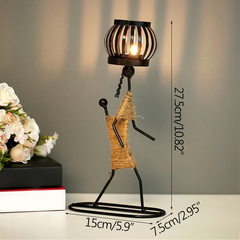 1 Pieza, Candelabro De Metal Con Diseño De Personaje De Mujer, Decoración Navideña, Candelabro Navideño