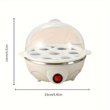 1 pieza de hervidor automático de huevos de capa única - Placa de cocción de acero inoxidable antiadherente, taza de medición anti quemaduras y almohadilla, 14cm de altura x 15cm de ancho, enchufe de 110V, cocción rápida, protección contra altas temperat