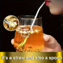 10/20 piezas, juego de cucharas de paja de acero inoxidable - Filtro desmontable para té de frutas y bebidas mezcladas, acabado pulido, ideal para uso en casa y hoteles, elección perfecta para Navidad, regalo de Acción de Gracias