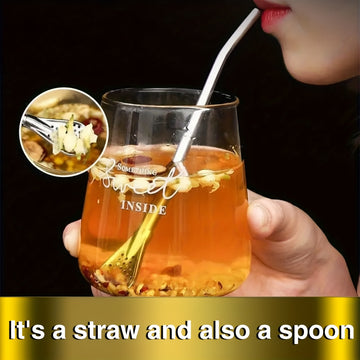 10/20 piezas, juego de cucharas de paja de acero inoxidable - Filtro desmontable para té de frutas y bebidas mezcladas, acabado pulido, ideal para uso en casa y hoteles, elección perfecta para Navidad, regalo de Acción de Gracias