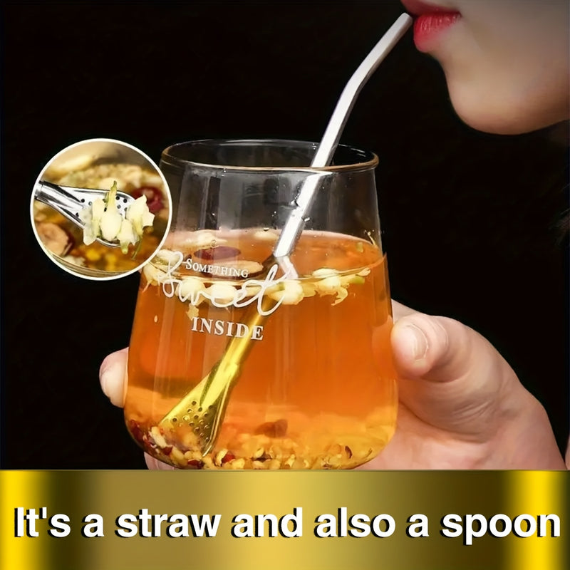 10/20 piezas, juego de cucharas de paja de acero inoxidable - Filtro desmontable para té de frutas y bebidas mezcladas, acabado pulido, ideal para uso en casa y hoteles, elección perfecta para Navidad, regalo de Acción de Gracias