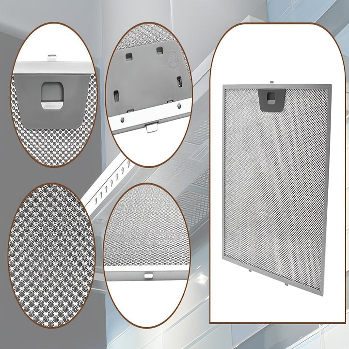 2-Pack Filtros de Aluminio para Exhauster de Cocina - Malla Moderna y Duradera para Grasa con Mango Ergonómico, Reemplazo de Filtro para Ventiladores de Exhauster de Cocina