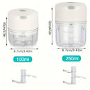 100ml/250ml Mini Picadora de Ajo de Cocina Eléctrica, Picadora de Carne, USB Recargable Masher