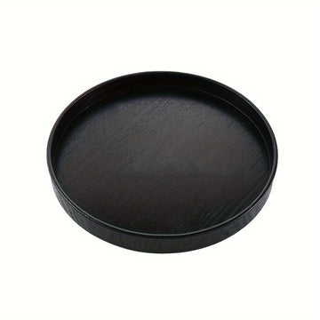 1pc Bandeja de Servir Té de Madera Maciza Redonda Negra con Diseño de Bambú - Elegante Bandeja de Presentación para Snacks, Café y Té Chino, Opciones de Diámetro de 21/24/27/30cm, Bandeja de Té