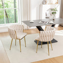 2 piezas de sillas de comedor tapizadas de terciopelo de estilo clásico, respaldo sólido, estructura de metal, diseño de tejido elegante, con mantenimiento de limpieza, para cocina, cafetería, sala de estar - Compatible con pisos duros, sin materiales de