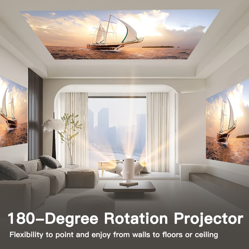 Proyector mini LYNCAST HY300 PRO - 260ANSI 1080P/4K HD, Android 11 Dual WiFi6, 11.0, rotación de 180°, compacto y portátil para cine en casa, al aire libre, juegos y presentaciones, proyector portátil, configuración de cine, diseño elegante, lente de alt