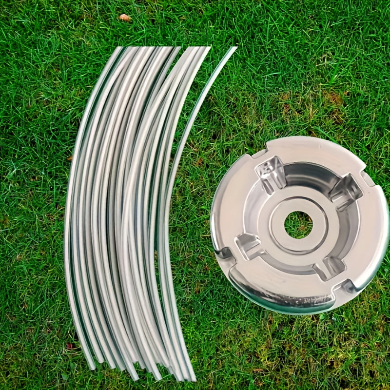 Conjunto de 21 piezas con 1 cabezal de corte de aluminio y 20 cables de acero de repuesto, incluyendo cubierta protectora profesional de aleación de aluminio y cabeza de hierba con cuerda de acero, muy adecuado para uso en jardinería