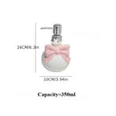1pc Dispensador de Jabón Cerámico 350ml con Lazos Rosas - Botella Recargable para Champú, Gel de Ducha, Acondicionador y Loción - Decoración Elegante para Baño y Cocina, Accesorios para Hoteles y Hogar, Material Libre de Ftalatos