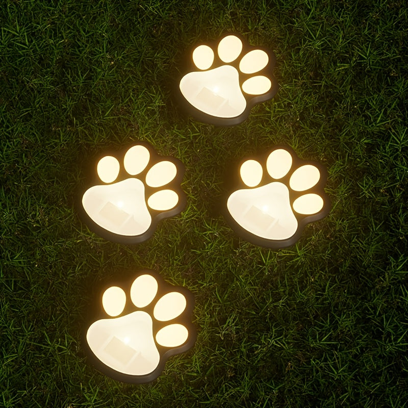 4 piezas de luces LED solares para patas de perro Shenzhi Tech – Iluminación decorativa para jardín, patio y césped con sensor inteligente, resistente al clima y fácil instalación, LEDs cálidos, diseño adorable de huella para amantes de mascotas, regalos