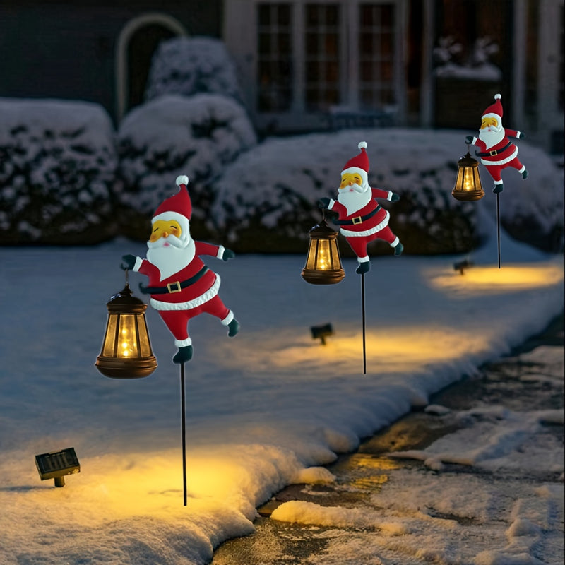 Luces Navideñas Solares - Decoración de Jardín LED Santa Claus IP44, Luces Antiguas para Hombre y Palacio, Iluminación Exterior para Césped, Patio, Caminos y Paisajismo, Ideal para Navidad y Halloween