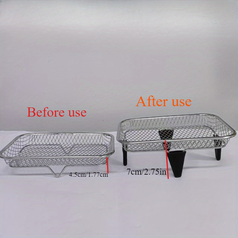 Juego de 8 piezas de accesorios para freidor de aire de acero inoxidable: soporte pila, pinzas y almohadillas de altura - Adecuado para cocinar saludable y deshidratar en freidor de aire de dos cestas, soporte de tres capas para freidor de aire, lavavaji