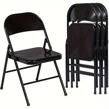 4 sillas plegables de acero, sillas plegables con respaldo de metal, portátiles para el hogar, oficina, dormitorio o exteriores, ideales para interior y exterior