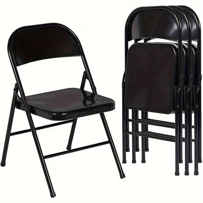 4 sillas plegables de acero, sillas plegables con respaldo de metal, portátiles para el hogar, oficina, dormitorio o exteriores, ideales para interior y exterior