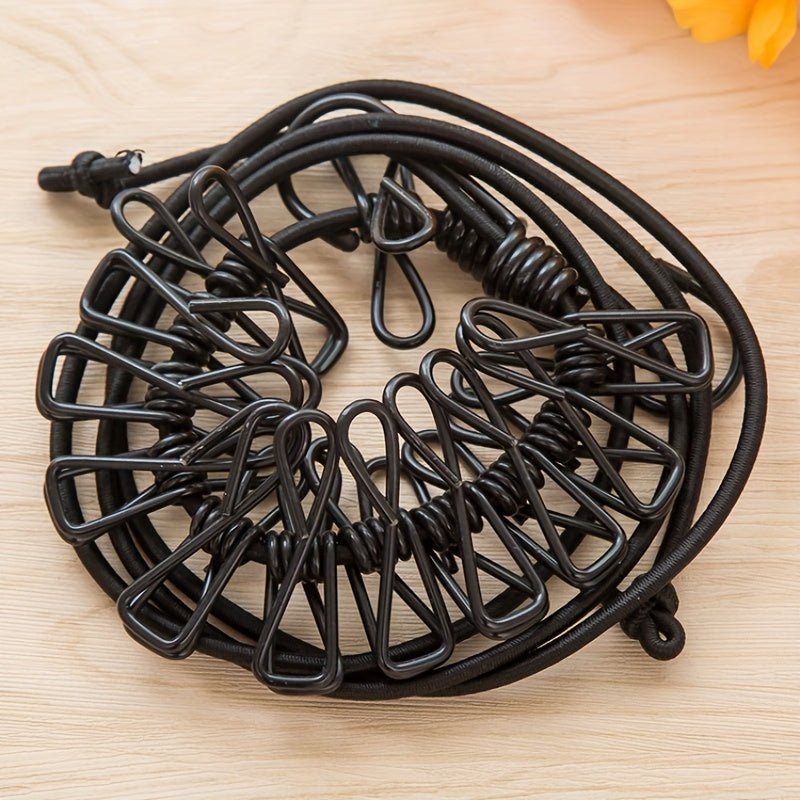 [Retráctil Ajustable Cuerda de Ropa] Cuerda de Ropa Retráctil Ajustable 1ud Portátil para Viajes - 12 Clips Línea de Ropa para Camping para Uso en Exteriores e Interiores