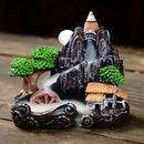 1pc Quemador de Incienso Cascada Serena - Resina y Cerámica Artesanal, Diseño de Arquitectura Tradicional China con Función de Emisión de Humo para Yoga y Relajación en Casa, Regalo Ideal, Soporte para Quemador de Incienso
