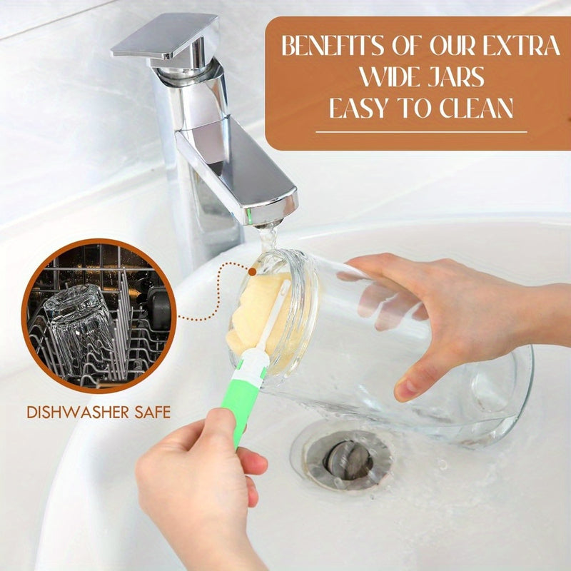 8 piezas de frascos de conserva claros de cuarto de galón con tapas herméticas - Reutilizables, lavables a mano, cierre de tapa giratoria para conservas, fermentación, encurtidos y proyectos de decoración DIY, suministros para conservas