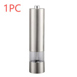 1/2 piezas de molinillos de sal y pimienta eléctricos de acero inoxidable - Funcionan con batería y luz LED - Molinillo de especias automático de una mano con ajuste de grosor - Gadget de cocina