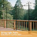 2 Paquetes de Columnas de Luces de Cuerda de Metal Pesado - 10 pies (3,05 metros) de Columnas Ajustables para Exteriores con Grueta, No Se Necesita Cableado para Patio, Muelle, Jardín, Boda - Columnas de Iluminación Duraderas y Resistentes al Tiempo, Dec
