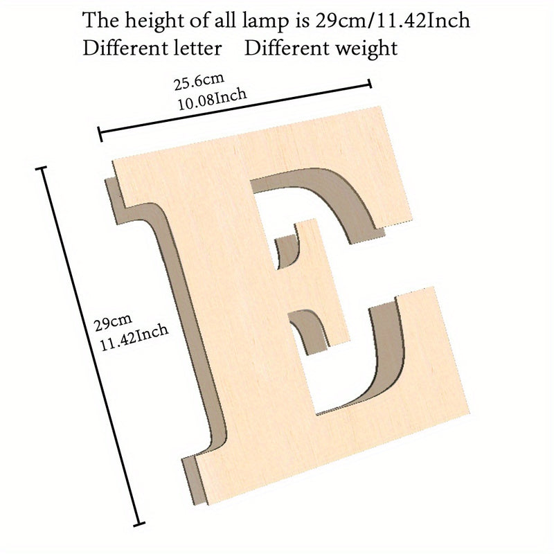 1pieza Personalizado Madera Colgante Regalo, Letra de Luz de Nombre Personalizado, Interfaz USB, 26 Letras para Elegir, Adecuado para Dormitorio, Escritorio, Decoración de Bodas, Regalo Perfecto para Parejas, Hijos, Hijas y Amigos en Pascua, Día de San V