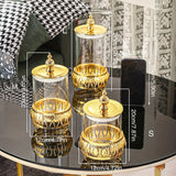 1pc Tarro de vidrio sellado hecho a mano con marco de acero inoxidable dorado, recipiente de almacenamiento de cocina para suministros de té, azúcar, caramelos, galletas, pan, ideal para bodas, regalo, cumpleaños, Navidad