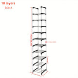 1pc Zapatero de 10 Niveles, Zapatero para Entrada, Almacenamiento Sencillo de Zapatos en Casa, Estante Multifuncional Ahorra Espacio, Adecuado para Puerta, Dormitorio, Baño, Oficina, Pasillo, Apartamento, Residencia Estudiantil, Garaje, etc. Regalos de H