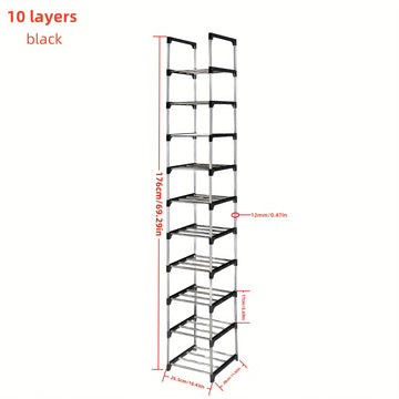 1pc Zapatero de 10 Niveles, Zapatero para Entrada, Almacenamiento Sencillo de Zapatos en Casa, Estante Multifuncional Ahorra Espacio, Adecuado para Puerta, Dormitorio, Baño, Oficina, Pasillo, Apartamento, Residencia Estudiantil, Garaje, etc. Regalos de H