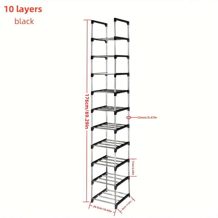1pc Zapatero de 10 Niveles, Zapatero para Entrada, Almacenamiento Sencillo de Zapatos en Casa, Estante Multifuncional Ahorra Espacio, Adecuado para Puerta, Dormitorio, Baño, Oficina, Pasillo, Apartamento, Residencia Estudiantil, Garaje, etc. Regalos de H