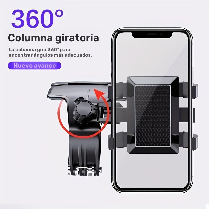 1pc Soporte universal para teléfono de coche giratorio 360°, soporte ajustable para salpicadero con compatibilidad automática, material ABS no impermeable, soporte rectangular para navegación GPS para uso en vehículos