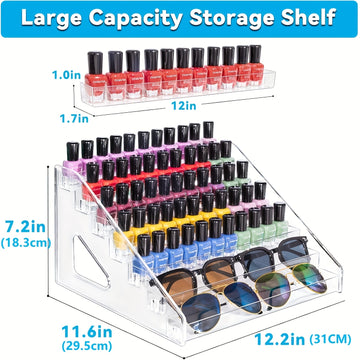 Organizador Acrílico Multifuncional, Adecuado para Esmalte de Uñas, Cosméticos, Gafas de Moda y Aceites Esenciales - Fácil Instalación, Soporte Duradero con Superficie Pulida