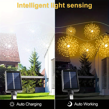 2 piezas/4 piezas, luces solares colgantes para jardín con efecto de fuegos artificiales, esferas luminosas estrelladas con 240/480 LED, 8 modos, luces de hadas con alambre de cobre para patio, sombrilla, alero, árbol, carpa, decoración de Año Nuevo y Na