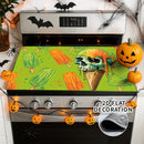 1pc Cubierta para Estufa de Halloween - Decoración Espeluznante, Verde y Naranja, Superficie Antideslizante con Forro de Goma, Compatible con Estufas Eléctricas/Gas, Fácil Instalación para Fiestas de Halloween y Uso Todo el Año, Protector de Cocina, Deco
