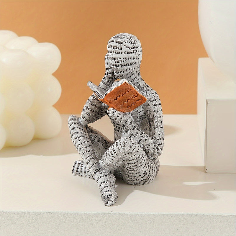 1 Pieza, Estatua De Resina De Mujer Leyendo Abstracta, Estilo Decoración Moderno Escandinavo, Figurita Pensativa Para Amantes De Los Libros, Escultura De Escritorio Para Dormitorio Y Sala De Estar, Decoración Del Hogar