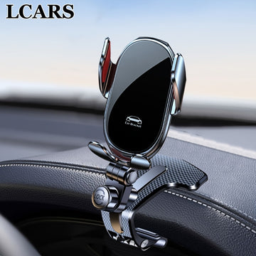 Soporte para Teléfono de Coche Plateado Premium - Montaje en el Tablero, Rotación Multiángulo, Sujeción Fuerte, Compatible con Varios Modelos, Operación Fácil con Una Mano, Seguro para el Dispositivo e Interior, Ideal para Todos los Conductores