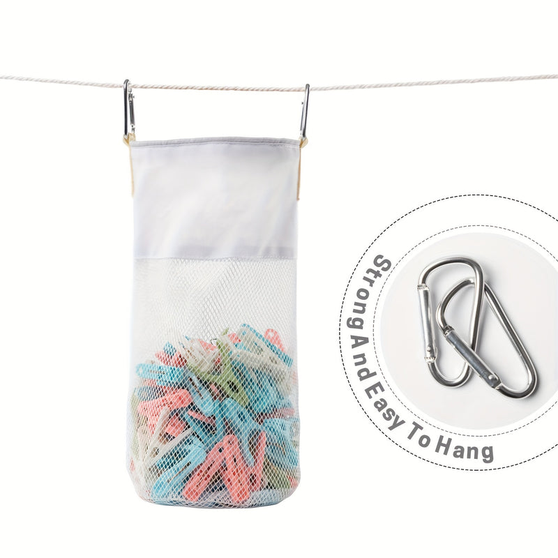 1 Pieza, Bolsa De Almacenamiento De Tela Con Clip De Malla Con Mosquetones, Organizador Colgante De Pared O Armario De Gran Capacidad, Para Suministros De Oficina Y Hogar