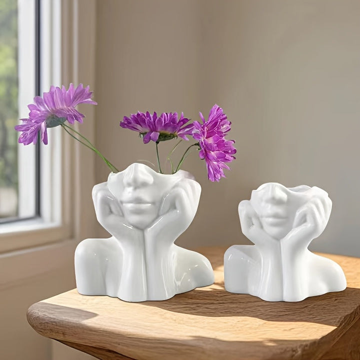 Jarrón elegante clásico de resina blanca, ideal para decoración estilo boho nórdico, perfecto para el hogar y la sala de estar, gran opción para decorar con jarrones