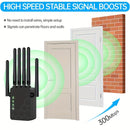 Amplificador y retransmisor de WiFi de 6 antenas - 2,4 GHz de alta velocidad inalámbrica, señal potente, modo dual con modo de seguridad WPS, alta penetración para hogar, oficina, cafetería, centro comercial - enchufe de EE. UU., extensor de WiFi para ho
