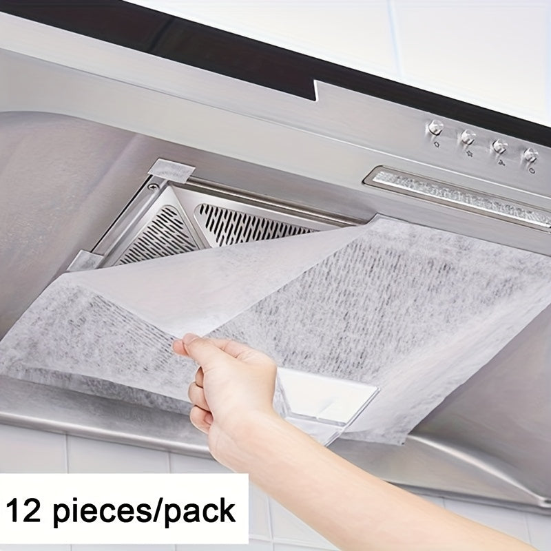 Paquete de 12 (1 Paquete=12 Filtros) - Filtros de Repuesto para Ventiladores Extractores - Absorción de Grasa y Olores, Compatibles con Campanas Extractoras y Ventiladores de Cocina - Instalación Fácil, Captura Humo y Partículas de Aceite - Mantiene un A
