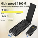 Adaptador sin varillas WiFi 6 USB 3.0 de 1800Mbps, Compatible con PC y Portátil, Adaptador USB WiFi 802.11ax con Tecnología Super USB 3.0 y Seguridad WPA3, Antena Dual de Alta Ganancia 5dBi, Receptor/Transmisor Banda Doble 5.8G/2.4G